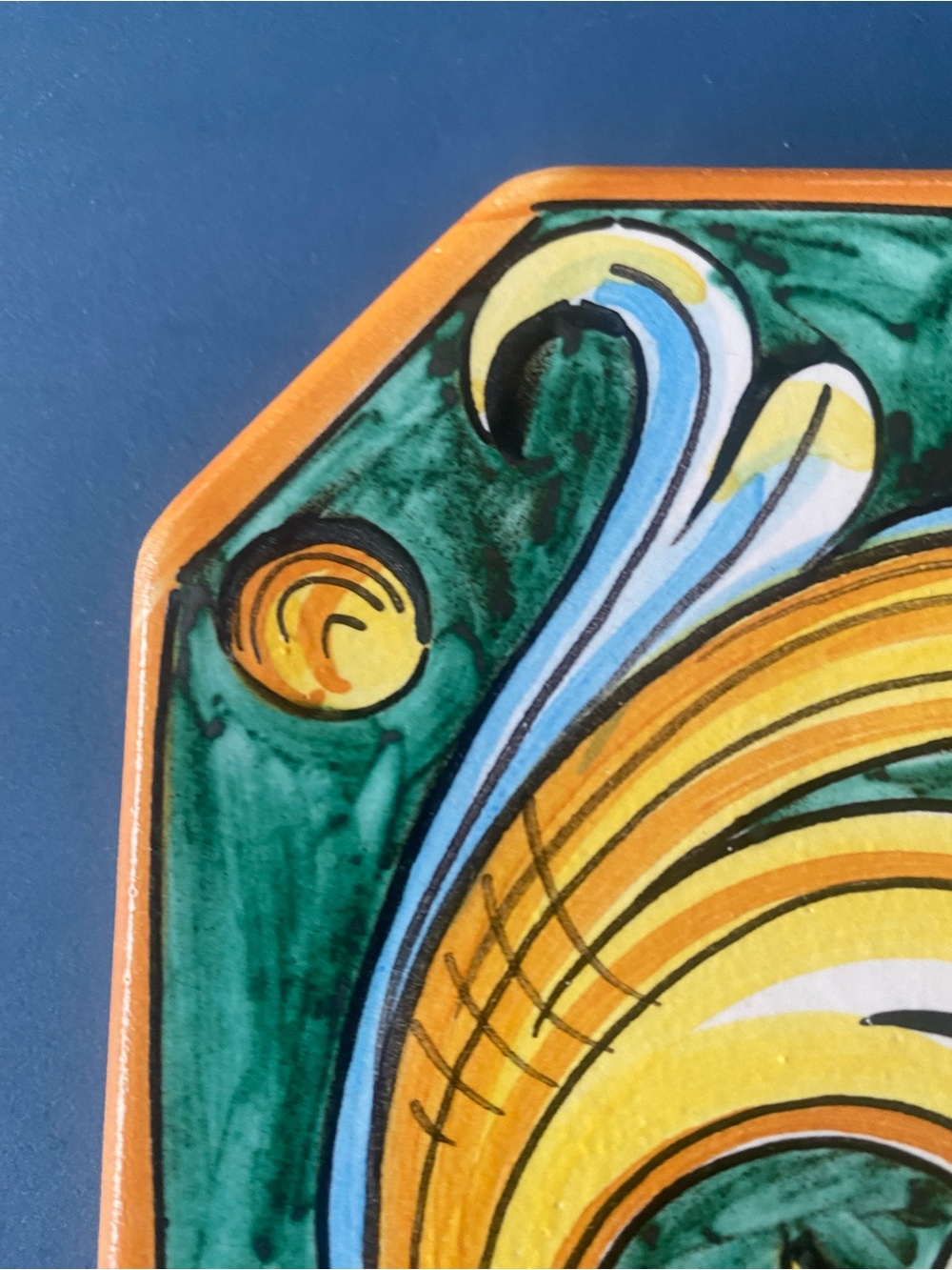 Hand-Painted Ceramic Wall Tile in Green and Yellow 6x6 - Picture 3 of 6